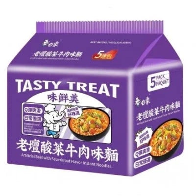 Bai Xiang Artificial Beef with Sauerkraut Flavour 白象味鲜美老坛酸菜牛肉味面 475g
