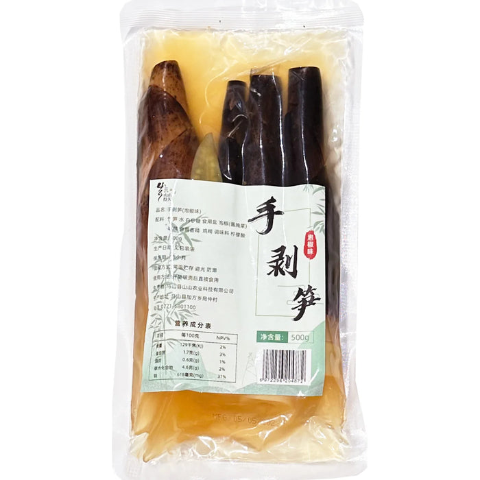 SSDJ Pickled Hand Peeled Bamboo Shoots with Pickled Chilli 山山得久手剥笋泡椒味 500g