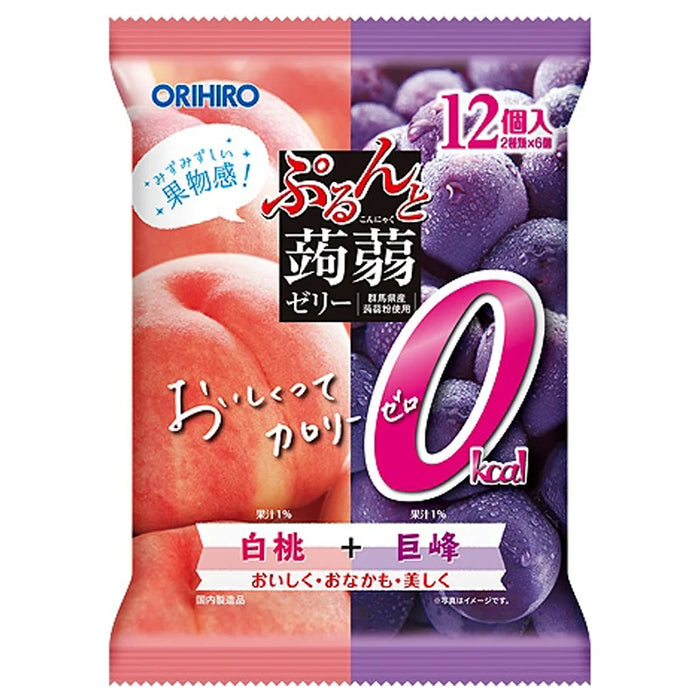 Orihiro Prune Konjac Jelly Peach Grape Flavour 白桃味和巨峰葡萄味蒟蒻果汁果冻 240g