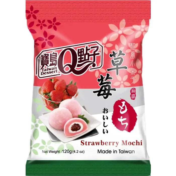 Taiwan Dessert Strawberry Mochi 宝岛Q点子草莓麻糬 120g