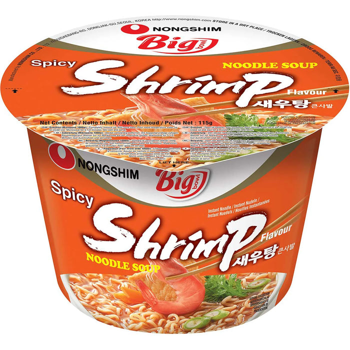 Nongshim Spicy Shrimp Big Bowl Noodle Soup 农心辣虾面碗装 115g