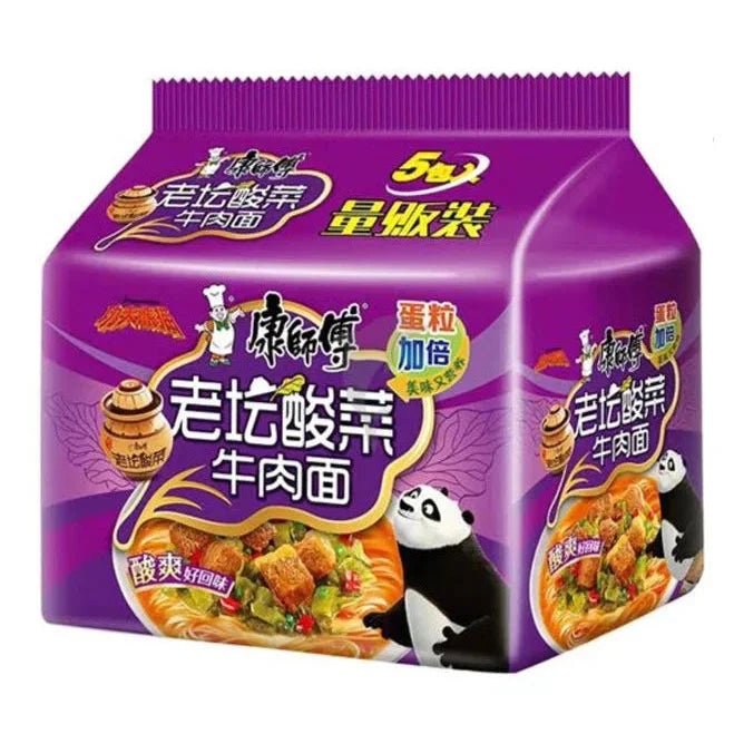 Master Kong Instant Noodles Sour Mustard Beef Flavour 5pack 康师傅老坛酸菜牛肉面 585g