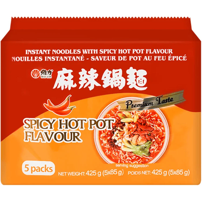 Wei Lih Instant Noodles Spicy Hot Pot Flavour 维力麻辣锅面五连包 5*85g