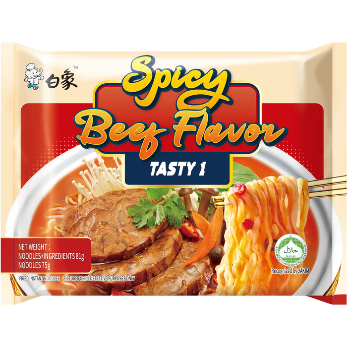 Baixiang Spicy Beef Flavour Noodles 白象辣牛肉汤味面五连包 81g*5