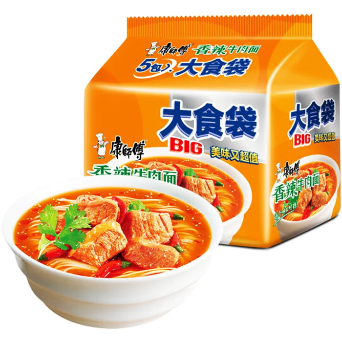 Master Kong Big Pack Noodles Spicy Beef 康师傅大食袋香辣牛肉面 720g