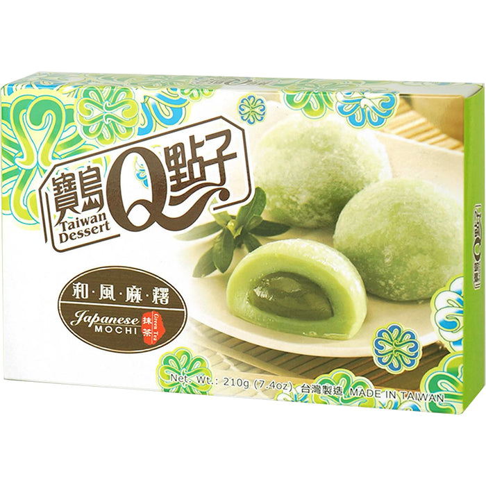 Taiwan Dessert He Fong Green Tea Mochi 宝岛Q点子和风麻糬抹茶味 210g