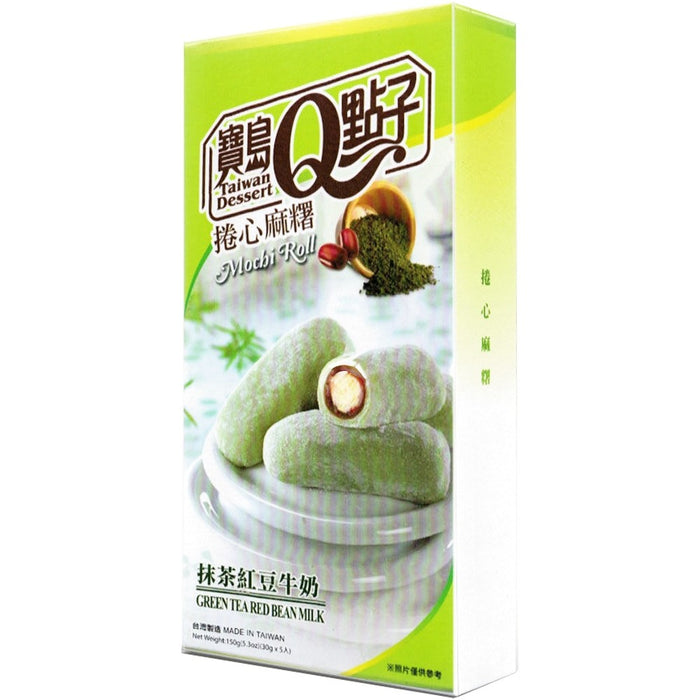 Royal Family Mochi Roll with Green Tea Red Bean Milk 皇族捲心麻糬抹茶红豆牛奶味 150g