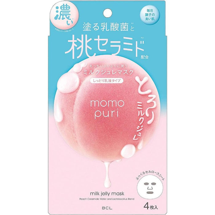 BCL Momopuri Milky Jelly Mask 乐玩美研蜜桃乳酸菌牛奶丝滑面膜 4 pieces