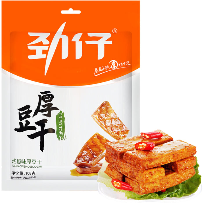 Jin Zai Dried Tofu Snack Spicy Flavour 劲仔泡椒味厚豆干 108g