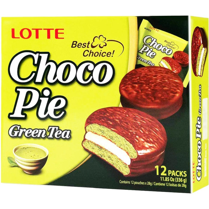 Lotte Choco Pie Green Tea Flavour 乐天绿茶味巧克力派 12 pack 336g