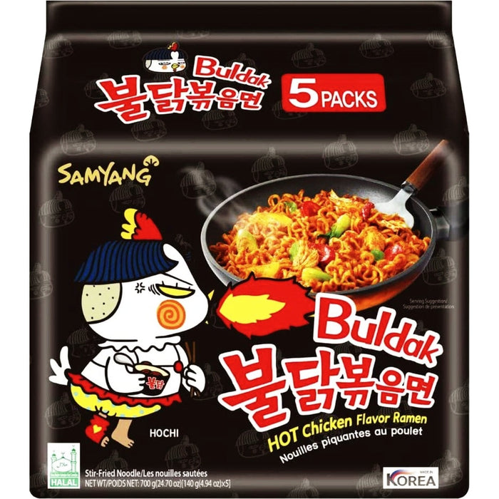 Samyang Noodles Hot Chicken Stir Fried Spicy Ramen Noodle 三养牌火鸡面五连包 5x140g
