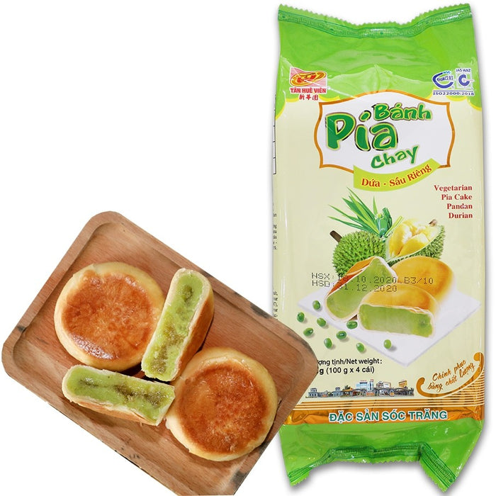 Tan Hue Vien Vegetarian Durian Pie Cake with Pandan Flavor 越南新华园榴莲潘丹饼 400g